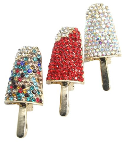 JINZIJINYU Kristall Strass Brosche Pin Diamant Eis Am Stiel Eis Brosche Eis Anstecknadel Hut Accessoire Eis Am Stiel Anstecknadel Anzug Anstecknadel Set 3 Stück