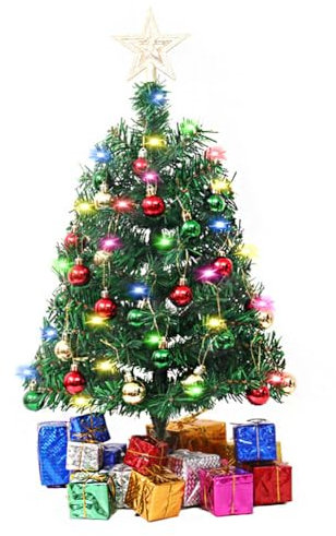 Mini Weihnachtsbaum mit LED,45cm Künstlicher Weihnachtsbaum Klein Mit Beleuchtung Tannenbaum Christbaum mit Kiefernzapfen DIY Tannenbaum Tisch Weihnachtsbaum für Weihnachtsdek Tischdeko Schaufenster