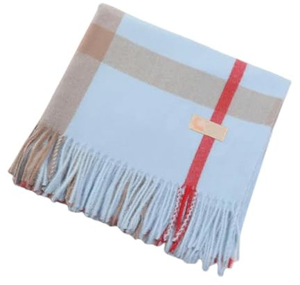 TEidea Schal Damen Winter Schal Für Frauen: Kaschmir-Ähnliche Karble Schalschal Im Britischen Stil, Modisch Und Warm ， Perfekt Für Paare-Hellblau