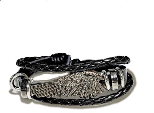 SJ Sales Place - Leder Armband Auge Drache Lebensbaum Love Tiere Büffel Knotenverschluss (Engelsflügel/Angelwing)