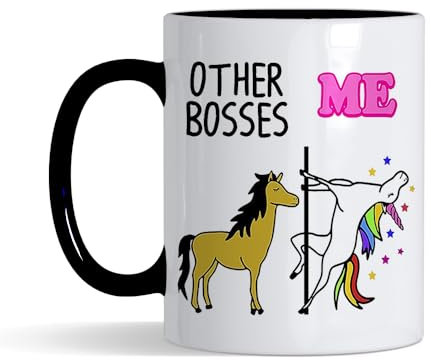 Crunchy Carrots Unicorn Coffee Mug - Other Bosses Vs Me 11 oz Ceramic Coffee Mug - Humour Mug Managers from Employee, Co-Worker - Christmas, Birthday Cup for Boss Lady (Black Inside and Handle)