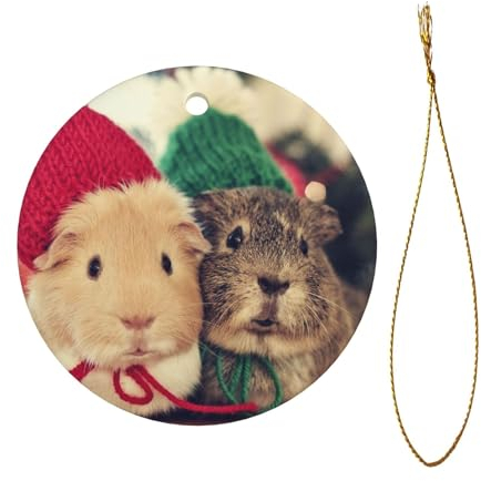 Nette Meerschweinchen gedruckt Anhänger, Weihnachtsbaum Ornament Runde geformte Keramik hängen für Urlaub Dekor