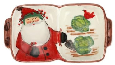 Vietri Old St. Nick - Piatto da portata diviso in due parti Terra Bianca in ceramica