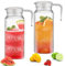 ADERTOS 2PCS Carafe Eau Pichet à Eau Plastique Pichets de 110cl avec Couvercle Pichet à Thé Glacé Carafe à Eau Transparente Pichet À Jus avec Couvercle Carafe à Eau avec Poignée pour Vin, Jus, Lait
