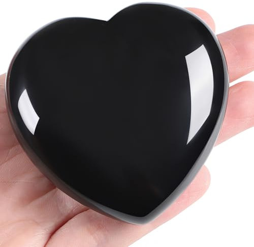 AWARDSEN 60 mm Obsidian Groß Herz Kristalle Edelsteine Geschenke für frauen, Schwarzer Reiki Heilsteine Handschmeichler Stein für Valentinstag, Geburtstage, Jahrestag, Muttertag und Thanksgiving Tag