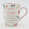 Sister Mug Gifts: Quality Bone China Cup With Floral Design, Sentimental Verse - Perfect for Sister's Birthday or Christmas