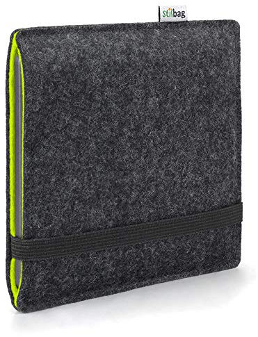Stilbag eBook Reader Finn für Tolino Vision Color | Farbe: anthrazit/apfelgrün | eBook Reader-Tasche aus Filz | eReader Schutzhülle | ebook Reader Tasche Made in Germany