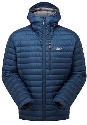 Rab Men's Microlight Down Jacket for Trekking, Climbing, & Skiing | 700-Fill, Hooded Puffer Coat, for Hiking, Climbing, & Skiing