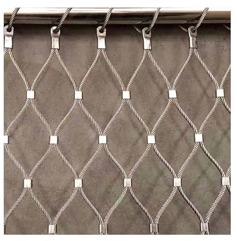 DTVEW 304 Edelstahl-Seilnetz, Flexibles Seil-Geländer-Netz, 5cm/2mm Sicherheitsnetz, Geflügelzuchtnetz, Sicherheitsnetze für Geländer(0.8x2m)