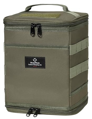 Thous Winds Outdoor Tactical Storage Bag, 1000D Polyester Fabric Box, for Camping Lantern Carry, Travel Picnic Backpacking, 9.6L, Olive-green
