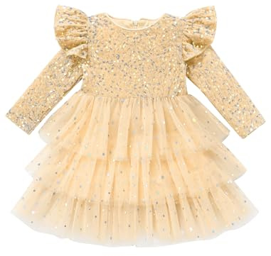 Odizli Kinder Baby Mädchen Herbst Winter Langarm Samt Glitzer Pailletten Prinzessin Tüllkleid Weihnachten Party Kleider