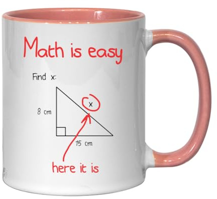 Atspauda Math Is Easy Find X Lustige Pythagoras-Theorem-Tasse aus Keramik, für Tee und Kaffee, Rosa
