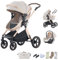 BEBBY passeggino trio, combinazione passeggino 3 in 1 passeggino cittadino con passeggino passeggino portatile con neonato passeggino pieghevole di lusso con passeggino ad alta vista (D2-RICEWHITE)