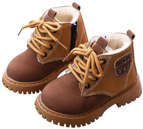 FEOYA Boot Boot Boot Bambino Inverno Caldo Stivaletti Antiscivolo Sole Scarpe Impermeabile Ankle Boot Bambino Inverno Stivali EU 21-30, marrone, 22 EU