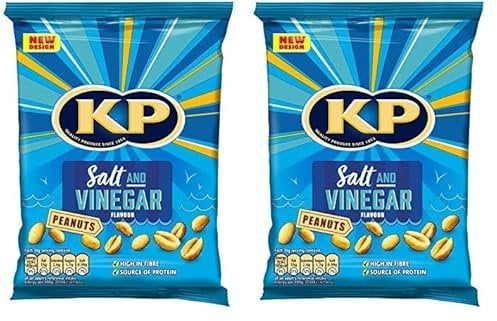 KP Nuts Share Bag of Salt and Vinegar Flavoured Peanuts, 225g (Pack of 2)
