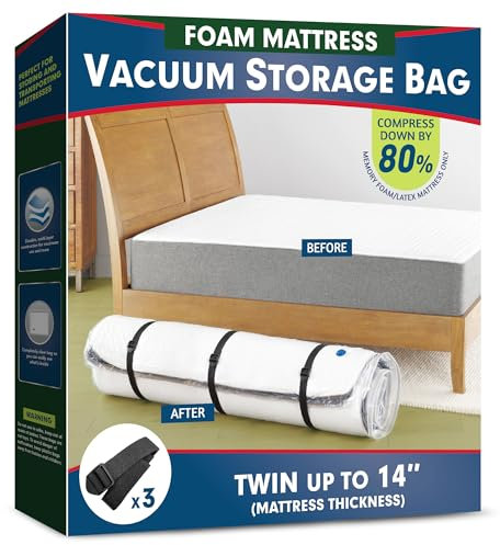 Meersburg Vacuum Mattress Bag for Memory Foam and Latex - Sealed for Easy Movement, Transport and Storage (Twin/Twin-XL)