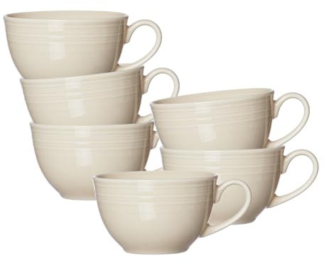 Ritzenhoff & Breker Levi Kaffeetassen 6er Set, 220 ml, Teetassen mit feinem Rillenrelief, Skandinavisches Design, Porzellan, Creme