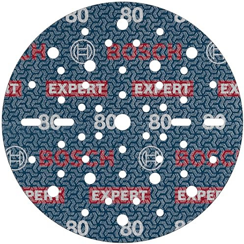 Bosch 50x Disque abrasif sur support plastique résistant et flexible EXPERT O780, 150 mm (pour Bois dur, Peinture sur bois, Ø 150 mm, Grain 80, Professional Accessoire Ponceuse excentrique)