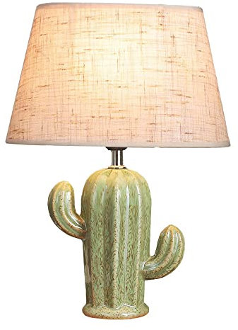 LVSEWOA Lampe de Table en céramique Cactus Lampe de Chevet de Chambre à Coucher émaillée Verte pour Chambre à Coucher Salon Bureau à Domicile Lampe de Table de Chevet,