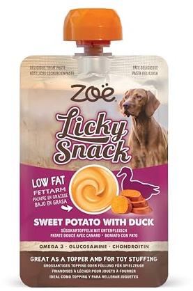 Zoe Licky Snack, Natural Dog, Puppy Treat, Sweet Potato & Duck, 85g | Dog Training Treat. Food Topper. Natural Ingredients.