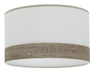 PRENDELUZ Abat-jour sur pied pour salon E27, blanc et bois gris, 40 x 40 x 20 cm, idéal pour décorer et fournir un éclairage d'ambiance.