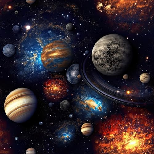 SOEWIOU Planet Peel and Stick Wallpaper,300 * 44.5cm Thicken Retro Space Wallpaper Waterproof Self Adhesive Contact Paper for Home Bedroom Cabinets and Kitchen Deco
