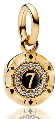 YUMINN Goldene Glückszahl 7 Charms 925 Sterling Silber für Armbänder und Halsketten Dangle Anhänger Perlen Schmuck Geschenke für Damen