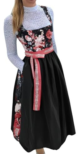 Angxiwan trachtenjeans Damen,Trachtenkleid Dirndlkleid Trachtenmode Midi Bayerisches Dirndl Kleid für Damen Lang Wiesn Outfit Elegant Retro Kleider Festlich für Bierfest Oktoberfest