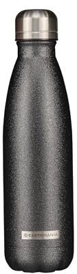 Cartomania Borraccia Termica Glitterata In Acciaio Inox 500 ml, Brillante Nera, BPA free, mantenimento temperatura fino a 12h caldo 24h freddo