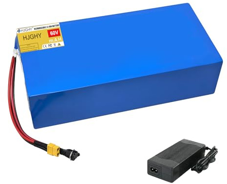 HJGHY Xt60,60V 10Ah, 60 V 10 Ah 15 Ah 20 Ah Lithium-Li-Ionen-Akku, 60 Volt Elektromotorrad-Akku, 72 V 20 Ah mit BMS-Schutzplatine und Ladegerät für 750 W 1500 W Moped-Motorradmotoren