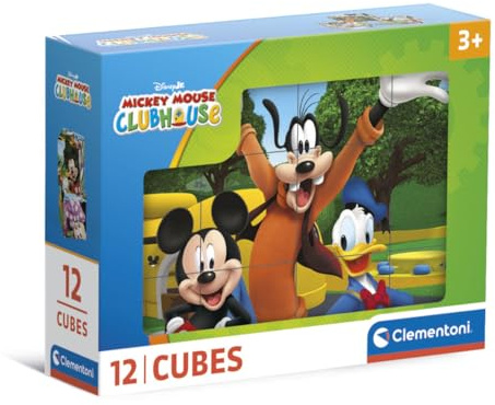 Clementoni Micky Maus Wunderhaus 12 Würfel Puzzle Kinder - Geschicklichkeitsspiel für Kinder ab 3 Jahren - Sensorik- & Motorikspielzeug von Clementoni 41348