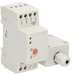 Miratic Sensore Crepuscolare da Esterno per Guida DIN con Sonda Esterna Ermetica in Scatola 2-100 LUX Interruttore Crepuscolare da Esterno per il Controllo Automatico dell’Illuminazione IP65 / IP20
