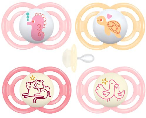 MAM Perfect Day & Perfect Night Schnuller 6-16 Girl // 4er Set // inkl. 4 Sterilisiertrasportboxen