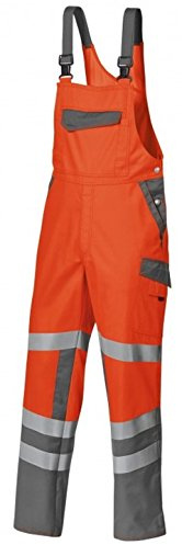 BP 2111-845-8553-56s Latzhose, Stretch-Hosenträger mit Clipbefestigungen, 270,00 g/m² Stoffmischung, Warnorange/dunkelgrau, 56s
