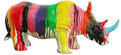 Meubletmoi Deko-Statue, lackiert, mehrfarbig, mit blauem Horn, modernes Design