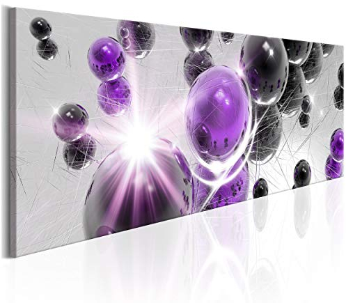 decomonkey Bilder Abstrakt 150x50 cm XXL 1 Teilig Leinwandbilder Bild auf Leinwand Vlies Wandbild Kunstdruck Wanddeko Wand Wohnzimmer Wanddekoration Deko 3d Kugeln grau violett
