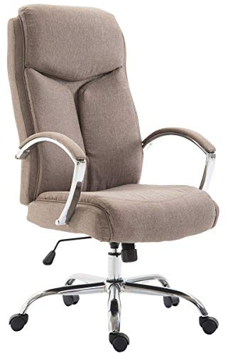 CLP Bürostuhl XL Vaud mit Stoffbezug, Chefsessel, Drehstuhl mit Armlehnen, Bürodrehstuhl mit hochwertige Polsterung, max. Belastbarkeit 140 kg, Farbe:Taupe