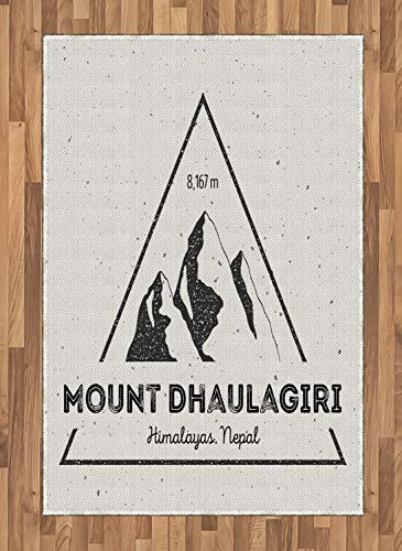 ABAKUHAUS Nepal Teppich, Dhaulagiri im Himalaya, Deko-Teppich Digitaldruck, Färben mit langfristigen Halt, 120 x 180 cm, Anthrazit grau Grau