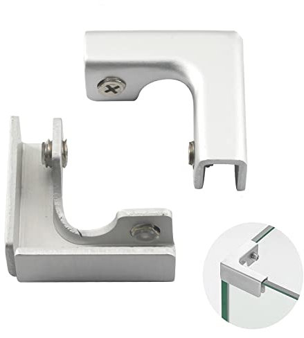 Abrazadera de vidrio en forma de L, soporte de aleación de aluminio, para vidrio de 6 a 10 mm de grosor (paquete de 4)