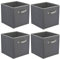 Foldable Square Canvas Storage Bins Collapsible Folding Box Fabric Cubes Organisers for Toys, Magazines, Nursery Items, Clothes, Art & Craft Supplies (Large 30 x 30 x 30 cm) (Grey, 4)
