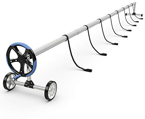 GOPLUS Enrouleur de Bâche Télescopique pour Piscine 130-550 CM, Enrouleur Pisine Tube en Aluminium et Support en Acier Inoxydable