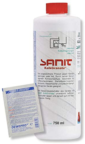 DEWEPRO-Set: SANIT KalkGranate (3008) - Flasche à 750ml - Spezialentkalker auf innovativer Rohstoffbasis, inkl. 1 St. DEWEPRO® Single Scrubs