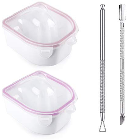Nagellackentferner Einweichschale: 2 Stück Aceton UV Nagellack Entferner Schüssel - Gelnägel Dipping Powder Entferner Werkzeug Set - Dreieckigem Nagelhautschäler Und Nagelhautschieber Aus Edelstahl