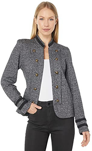 Tommy Hilfiger Women's Open Front Band Jacket Casual Blazer, Black Multi, XL