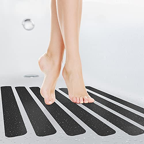 cocofy Große Anti-Rutsch Sticker für Badewanne und Dusche 50x4 cm XXL Pads, schwarz, länglich, Anti Rutsch Aufkleber als rutschfeste Antirutschmatte in der Dusche auch für Kinder, 10-Pack