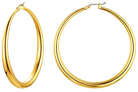 FindChic goldener Kreolen Huggie Hoop Ohrstecker für Damen Mädchen Trendiger Punk Creolen Hoop Ohrringg für Geburtstag Valentinstagg