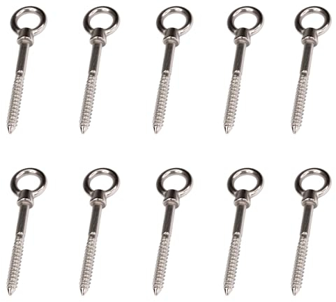 PRIOstahl Augbolzen mit Holzgewinde Augschraube Ösenschraube Ringmutter Ringschraube Bolzen - Größe: 10 x 100 mm 10 Stück zur Befestigung für Holz Mauerwerk Drahtseil Rostfrei aus Edelstahl V4A