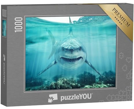 puzzleYOU: Puzzle 1000 Teile „Auge in Auge mit einem weißen Hai“ – aus der Puzzle-Kollektion Haie
