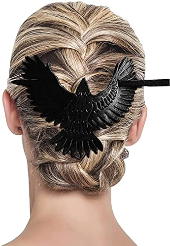 Haarnadeln für Frauen Haarschmuck, Death Moth Schädel Haarspange, Haarnadel mit einem schwarzen Raben, Cosplay Zubehör für Halloween Party Cosplay Kostüm Gothic Haarspangen (Krähe)