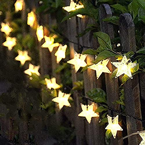 Solar String Lights Garden, 100 LED Star Fairy Lights Outdoor Solar Powered Led Star String Light Waterproof 8 Modes Decorative Light for Garden Patio Yard Home Wedding Party, Warm White
